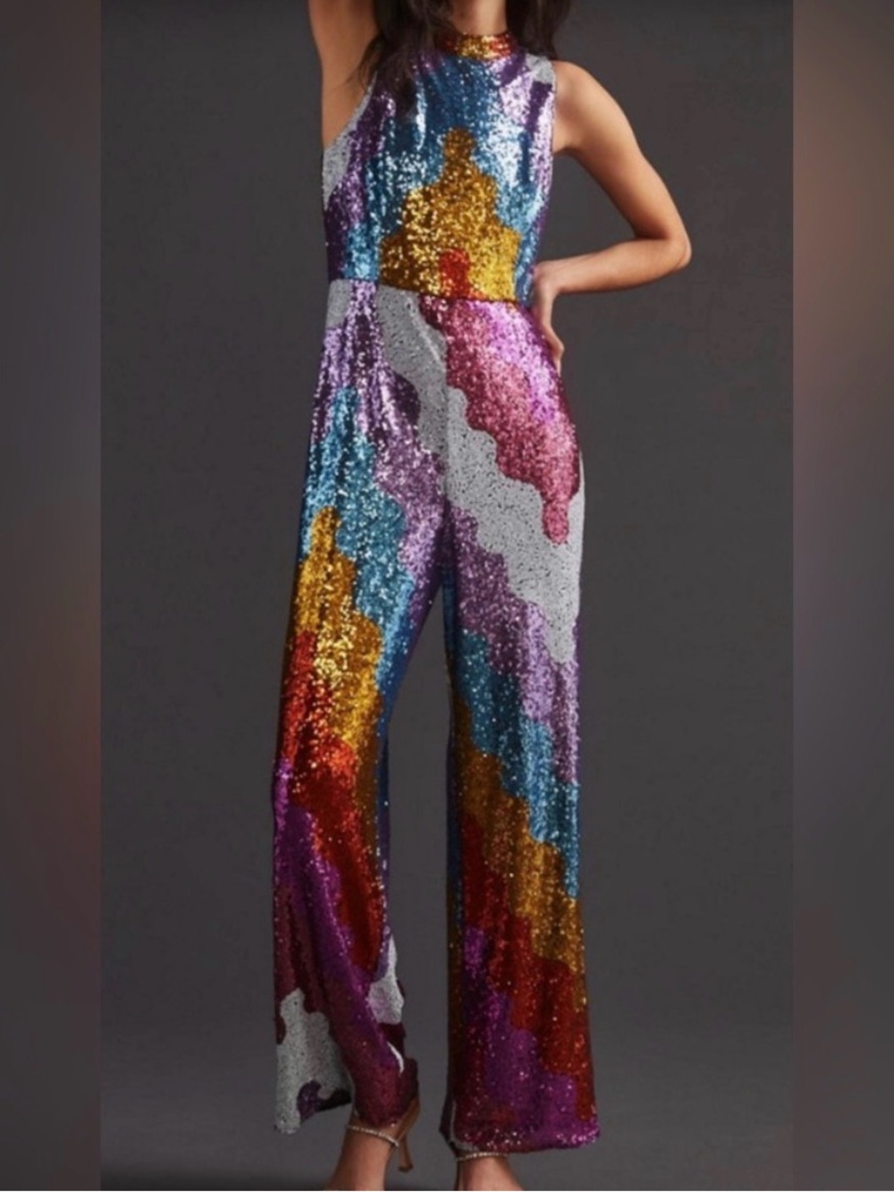 Hutch Abstract Sequined Jumpsuit Sz small